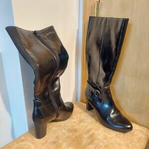 LifeStride Marta Women's US 8 M Black Leather Knee High Boots Booties